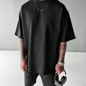 Men Solid Drop Shoulder Oversize Tee For Summer Onesize